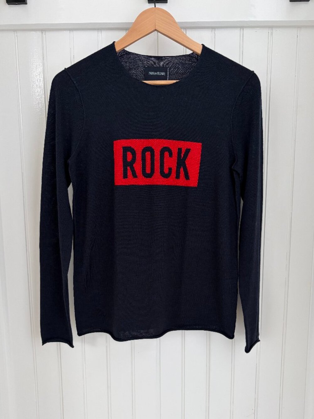 Zadig & Voltaire Gwendal Bis ROCK Merino Wool Sweater Navy Crewneck Size S